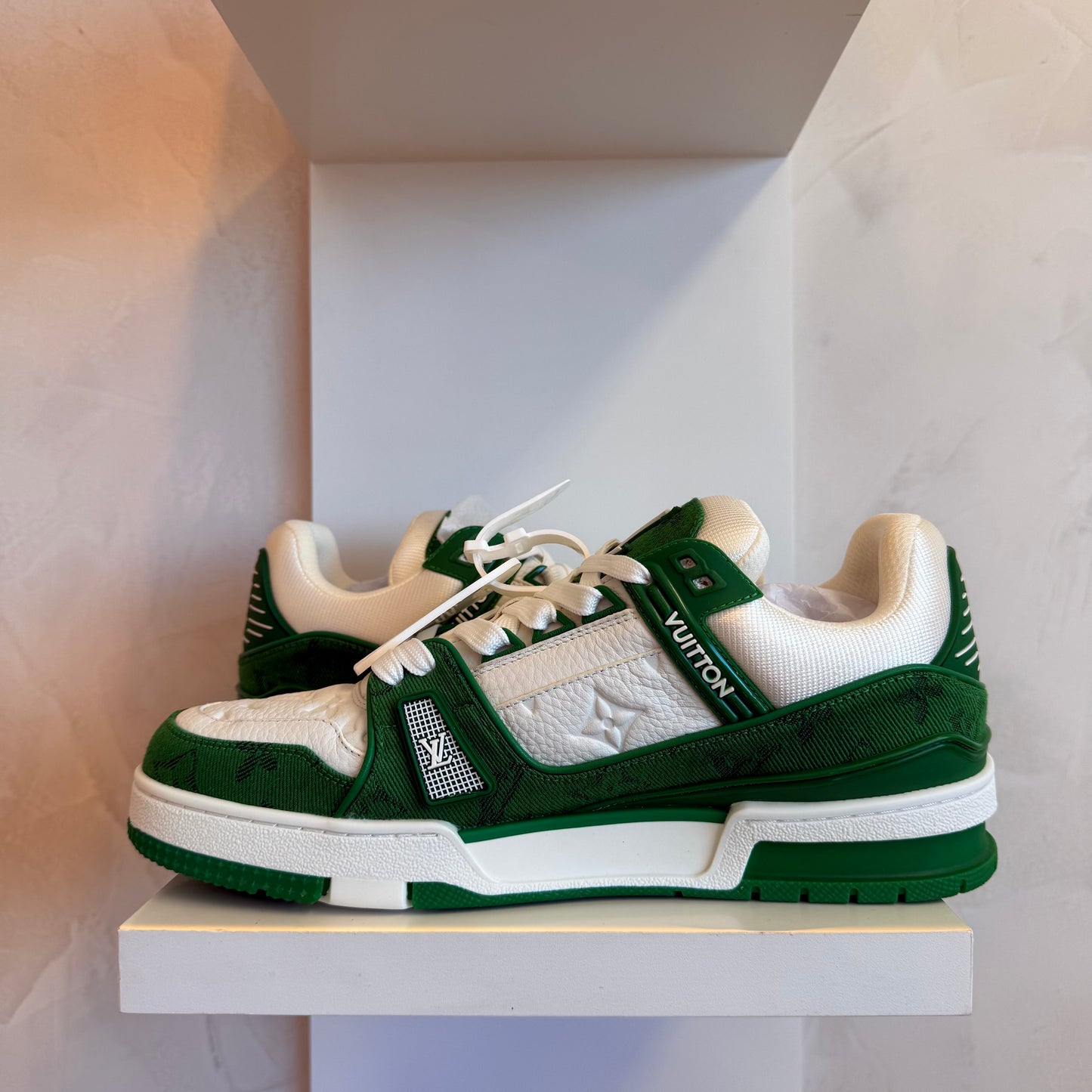 Louis Vuitton Trainer Green Monogram Denim White (Pronta Entrega)